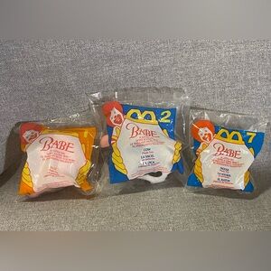Lot of 3 Babe Movie McDonalds Toys 1995 Sealed Babe, Cow & Mouse
